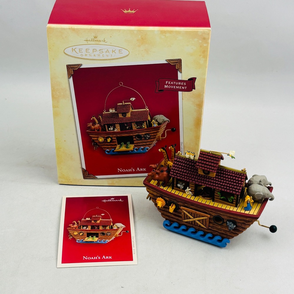 Hallmark Noah's Ark Christmas Keepsake Ornament Hand Crank Movement 2004